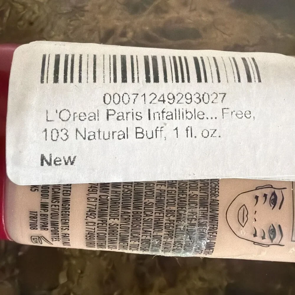 12 L'Oreal Paris Infallible Pro-Matte Liquid Foundation 103 Natural Buff. Sealed